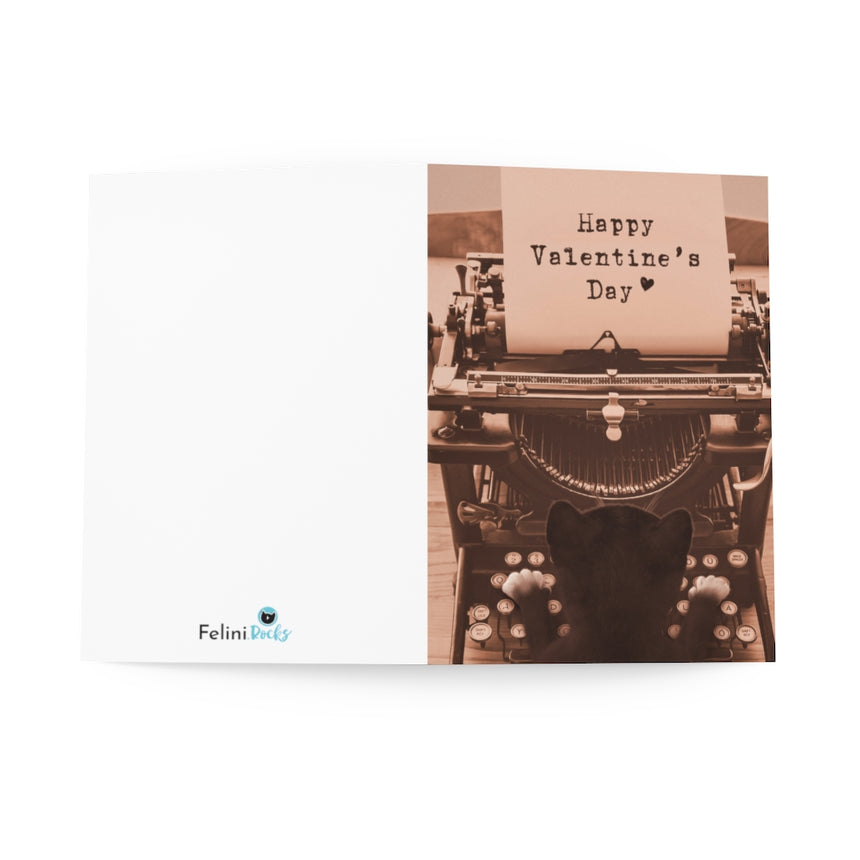 Felini Cat Happy Valentine's Day Typewriter - Greeting Card (8 pcs)