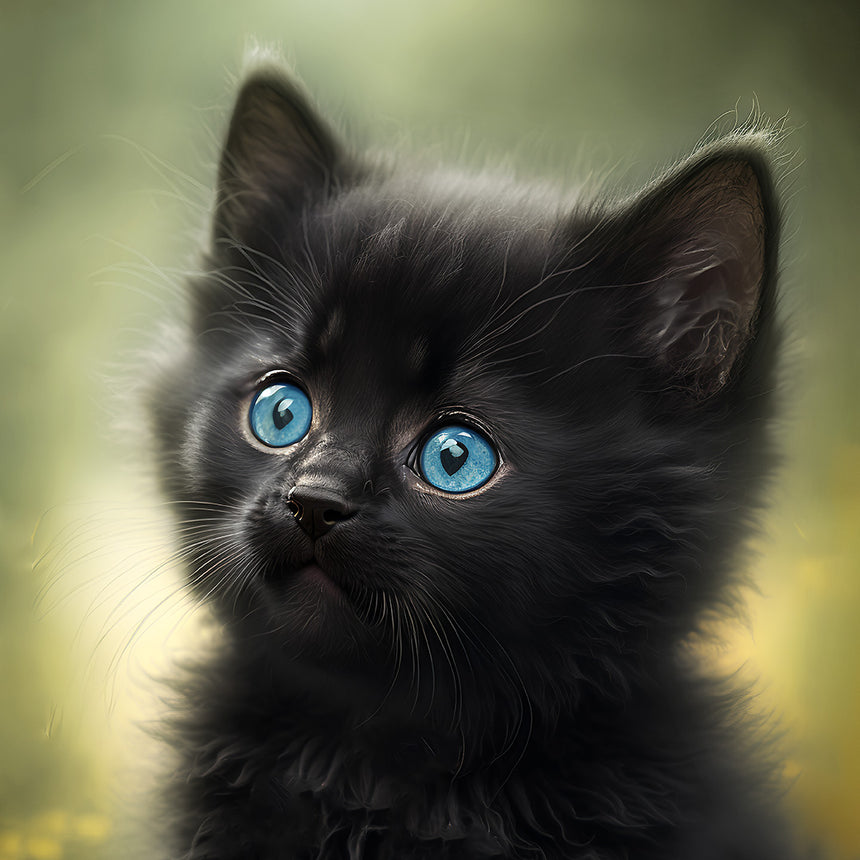 Cutest Black Kitten With Blue Eyes